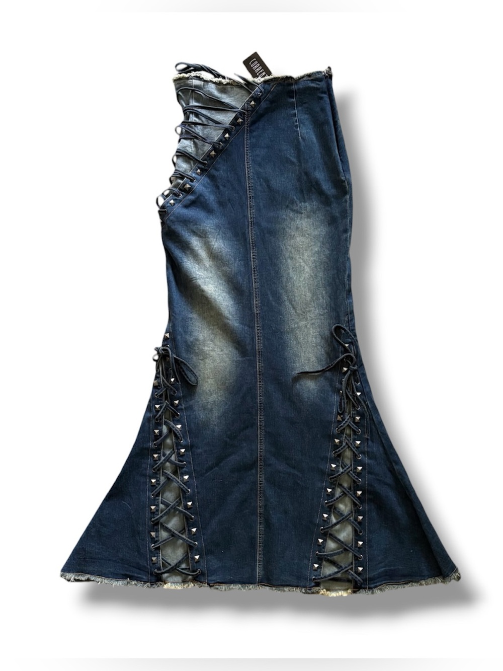 DollsKill | NWT’s Current Mood Cyber Y2K Grunge Studded Slit Lace up Maxi Skirt